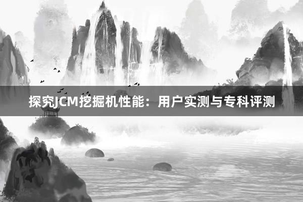 探究JCM挖掘机性能：用户实测与专科评测